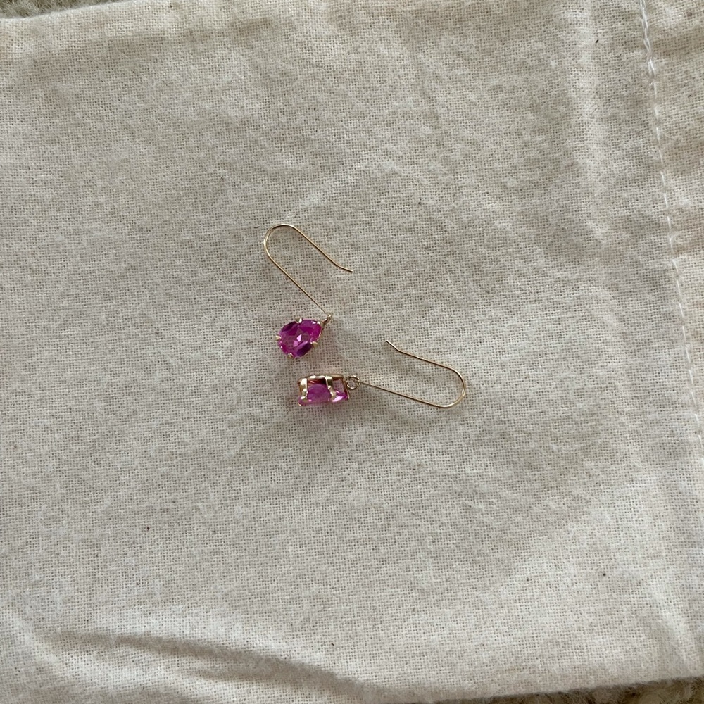 10k Ruby (Lab Grown) Drop Earrings - image 2